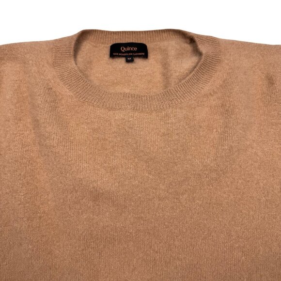 Quince 100% Mongolian Cashmere Crop Sweater Sz M Short Sleeve Tan Minimalist - Picture 4 of 8